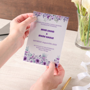Purple Floral Casual Wedding 007 by Nasrin Vellum Invitations