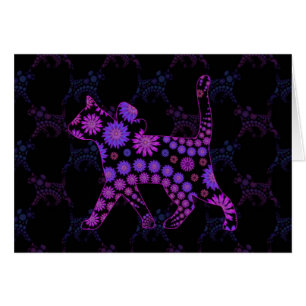 Purple Floral Cat Art