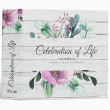 Purple Floral Celebration of Life Guest Book
