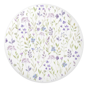 Purple Floral Ceramic Knob