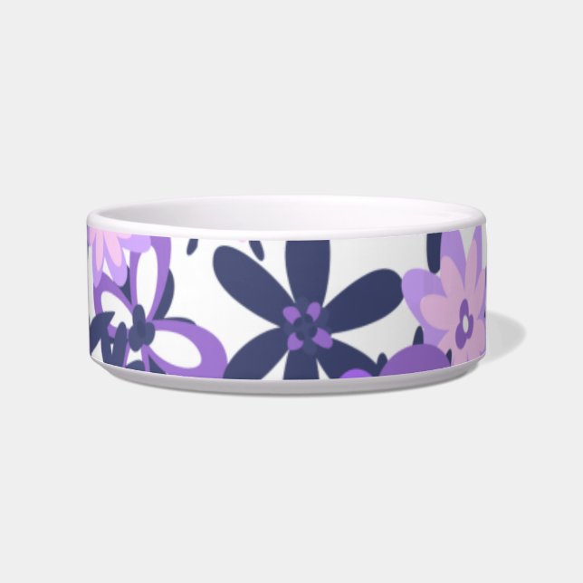 Purple Floral Ceramic Pet Bowl (Front)