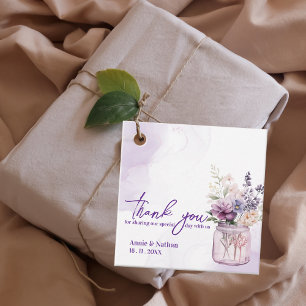 Purple Floral Chic Thank you Message Wedding Party Favour Tags