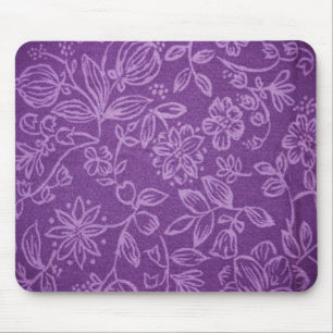 Purple Floral Cloth Effect Mouse Pad