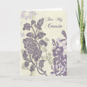 Purple Floral Cousin Bridesmaid Thank You Card