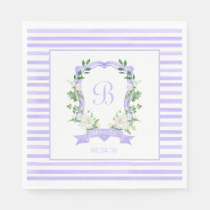 Purple Floral Crest Baby Shower Napkin