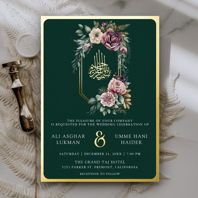 Purple Floral Crest Emerald Muslim Wedding Gold (Creator Uploaded)