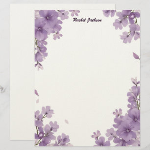 Purple Floral Custom Letterhead