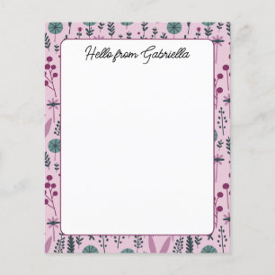 Purple Floral Custom Stationery Paper