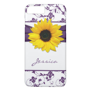 Purple Floral Damask Yellow Sunflower Case-Mate iPhone Case