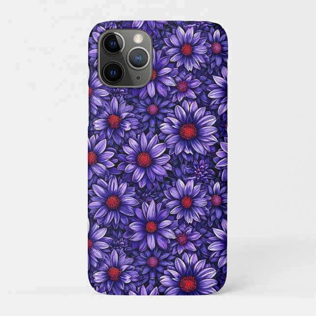 Purple Floral Dark Everyday Protection Case-Mate iPhone Case (Back)