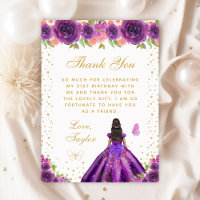 Purple Floral Dark Skin Princess Birthday Party