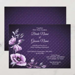 Purple Floral Decorative Wedding Invitation
