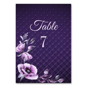 Purple Floral Decorative Wedding Table Number