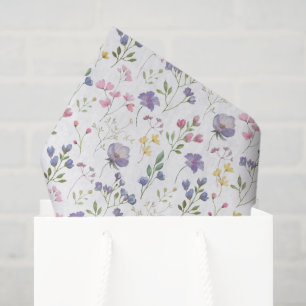 Purple Floral Decoupage Paper, Wildflowers Tissue Paper