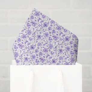 Purple Floral Decoupage Tissue Paper, Lavender Paper