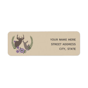 Purple Floral Deer Address Label