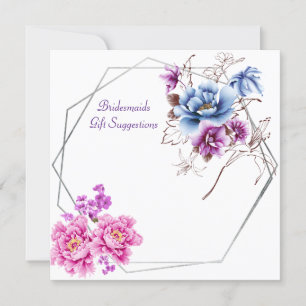 Purple Floral Delight Bridesmaid's Gift Suggestion Invitation