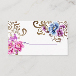 Purple Floral Delight Wedding  Name Enclosure Card