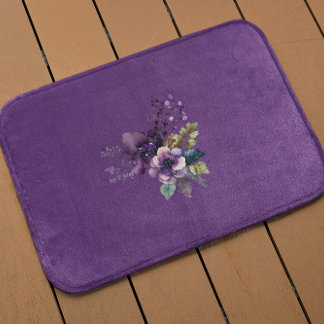 Purple Floral Design Purple Bath Mat