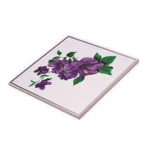 Purple Floral Designed Tile