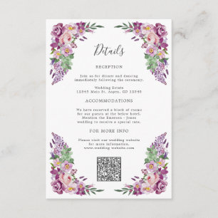 Purple Floral Detail Enclosure Card