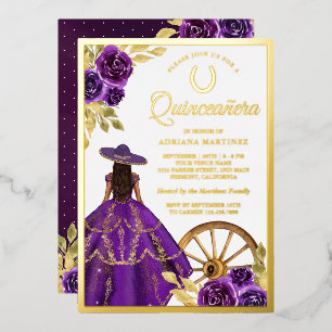 Purple Floral Dress Charro Quinceanera Gold