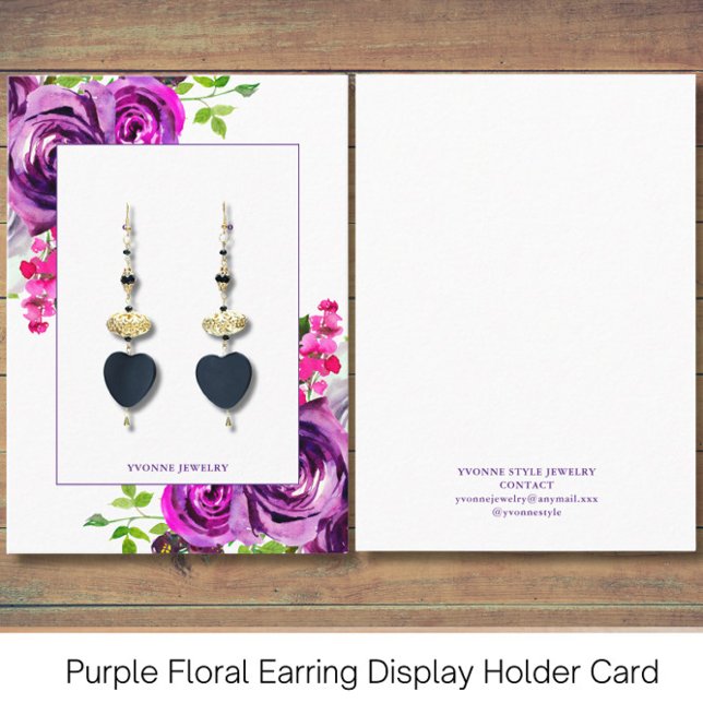  Purple Floral Earring Display Holder Business Card (Creator Uploaded)