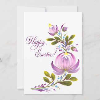 Purple Floral Easter Blessings Holiday Card