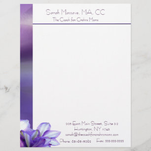 Purple Floral Elegance 1 Customised Letterhead