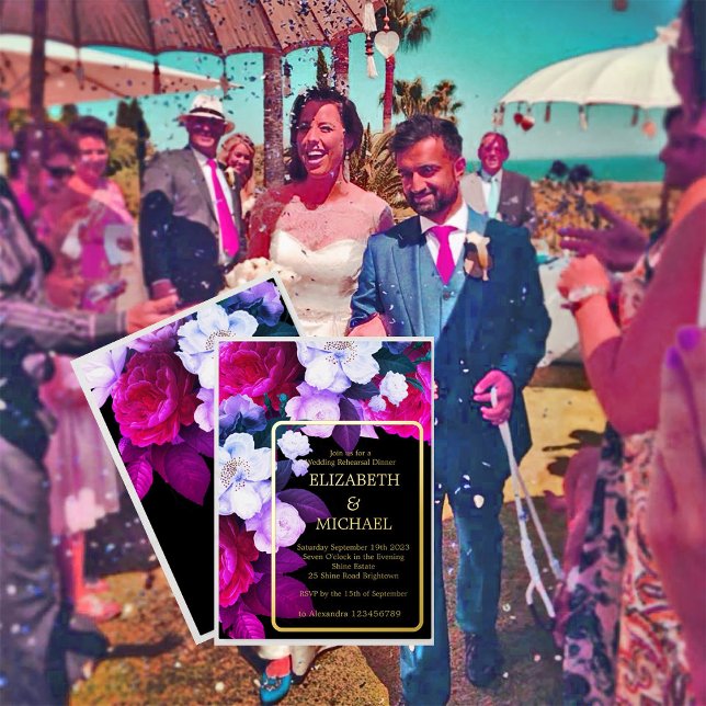 Purple Floral Elegant Formal  Wedding Rehearsal    (Creator Uploaded)