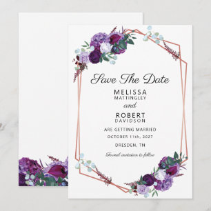 Purple Floral Elegant Geometric Save the Date