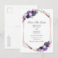 Purple Floral Elegant Geometric Save the Date
