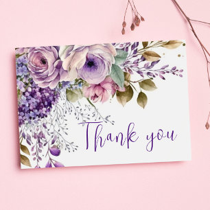 Purple Floral Elegant Pastel Modern Boho Thank You Postcard