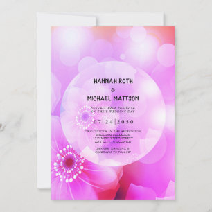 Purple Floral Elegant Romantic Glow Wedding Announcement