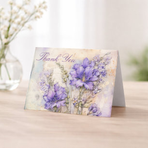 Purple Floral Elegant Thank You Folded Card