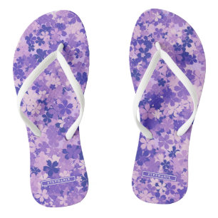 Purple Floral Elegant Violet Blossom Pattern Jandals