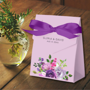 Purple Floral Elegant  Wedding  Favour Box