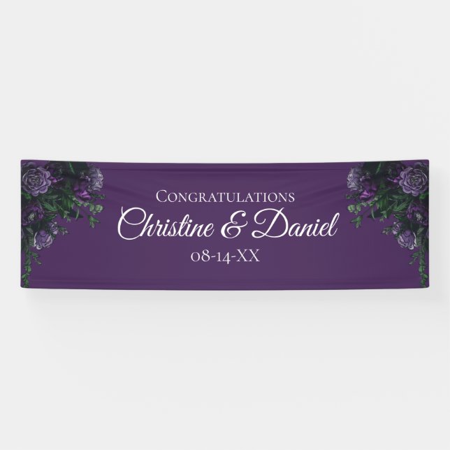Purple Floral Elegant Wedding Gothic Banner (Horizontal)