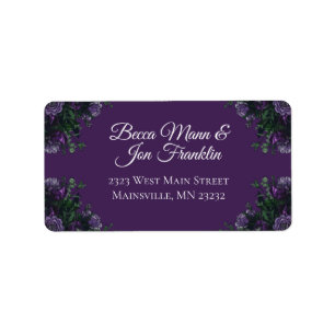 Purple Floral Elegant Wedding Gothic Label