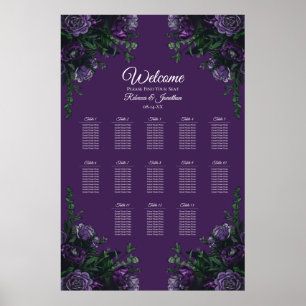 Purple Floral Elegant Wedding Gothic Poster