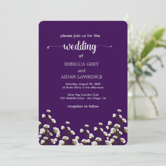 Purple Floral Elegant Wedding Invitation