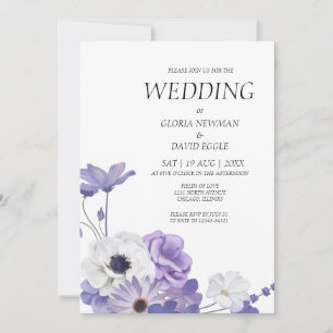 Purple Floral Elegant Wedding Invitation