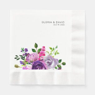 Purple Floral Elegant Wedding Napkin