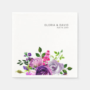 Purple Floral Elegant Wedding Napkin
