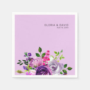 Purple Floral Elegant  Wedding  Napkin