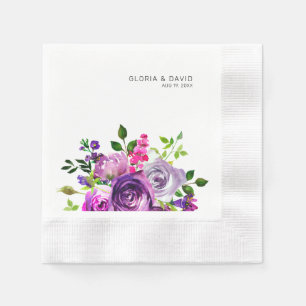 Purple Floral Elegant Wedding Napkin