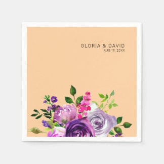 Purple Floral Elegant  Wedding  Napkin