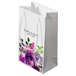 Purple Floral Elegant Wedding Small Gift Bag