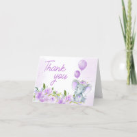 Purple Floral Elephant Baby Shower
