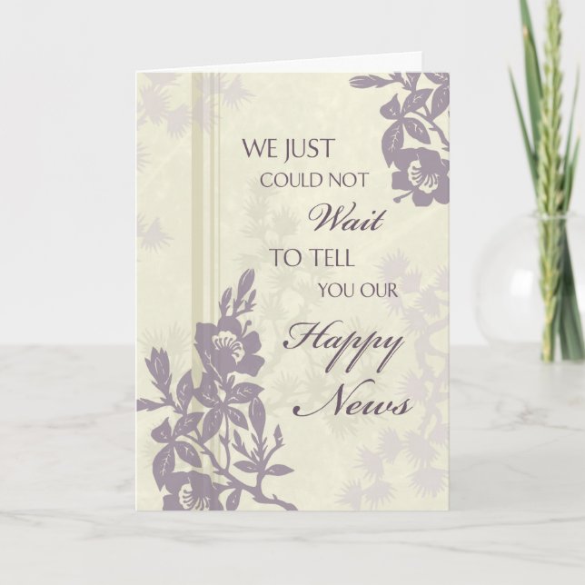 Purple Floral Elopement  Announcement Card (Front)
